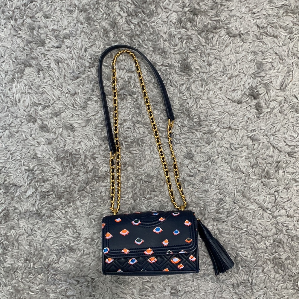 Tory Burch Black Crossbody Bag with Gold Chain